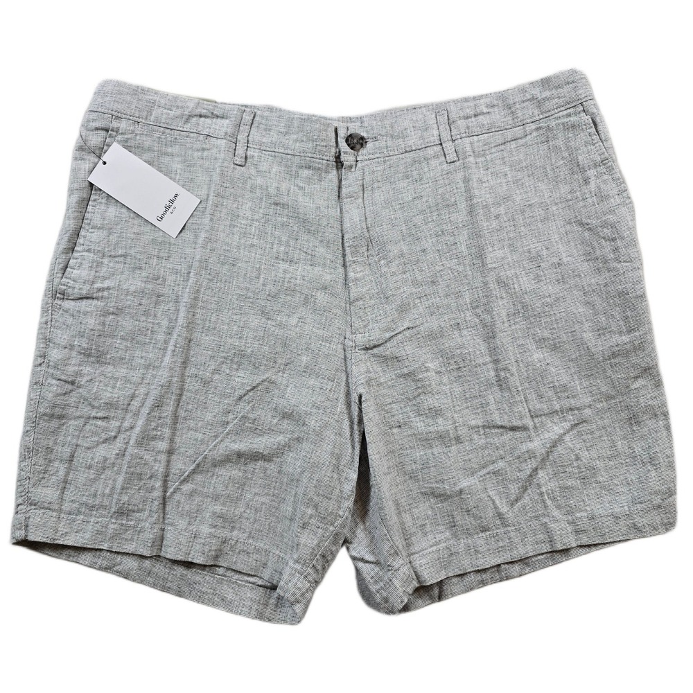 Goodfellow Linen Shorts Mens 40 Gray Cotton Flat Front Every Wear Short NEW